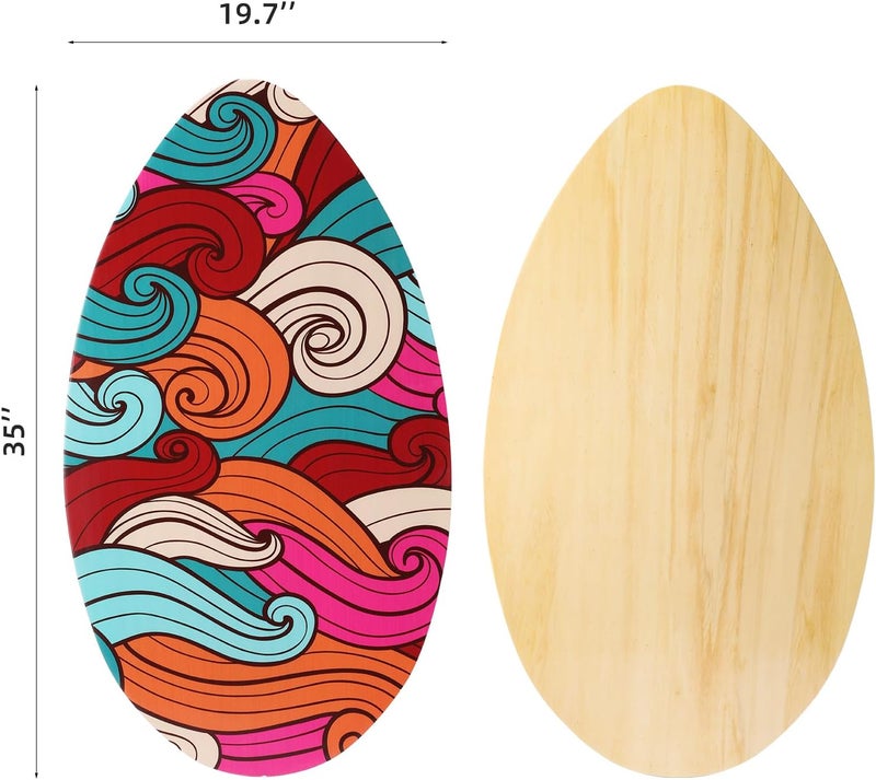 YOJOR Skimboard 35 Inch Skim Boards for Beach Adults ＆ Kids, High Gloss Coat Wooden Skim Board for Beginners, Durable Lightweight Wood Body Board - Image 2